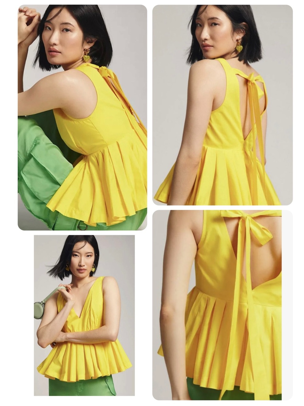 ATSU Anthropologie Bright Yellow Sleeveless Poplin Peplum Top Shirt
Blouse Med